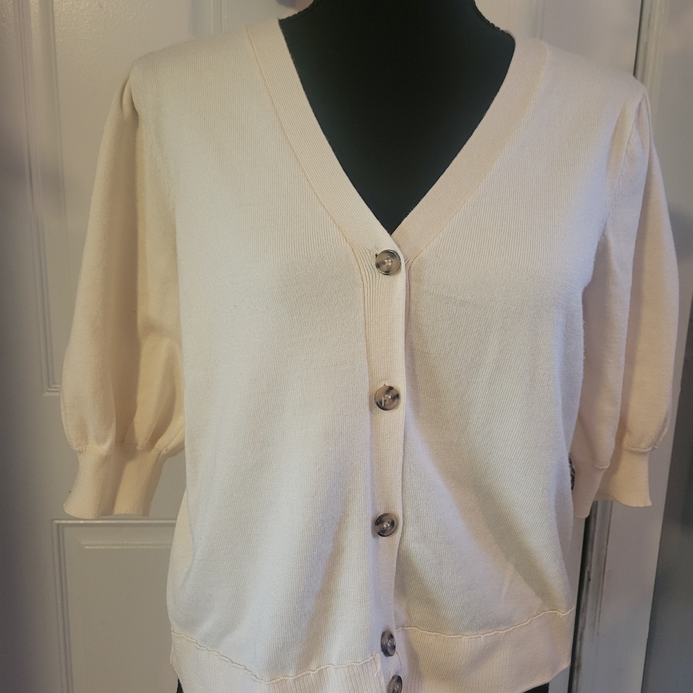 Marled Women's Cream Button-Up Cardigan